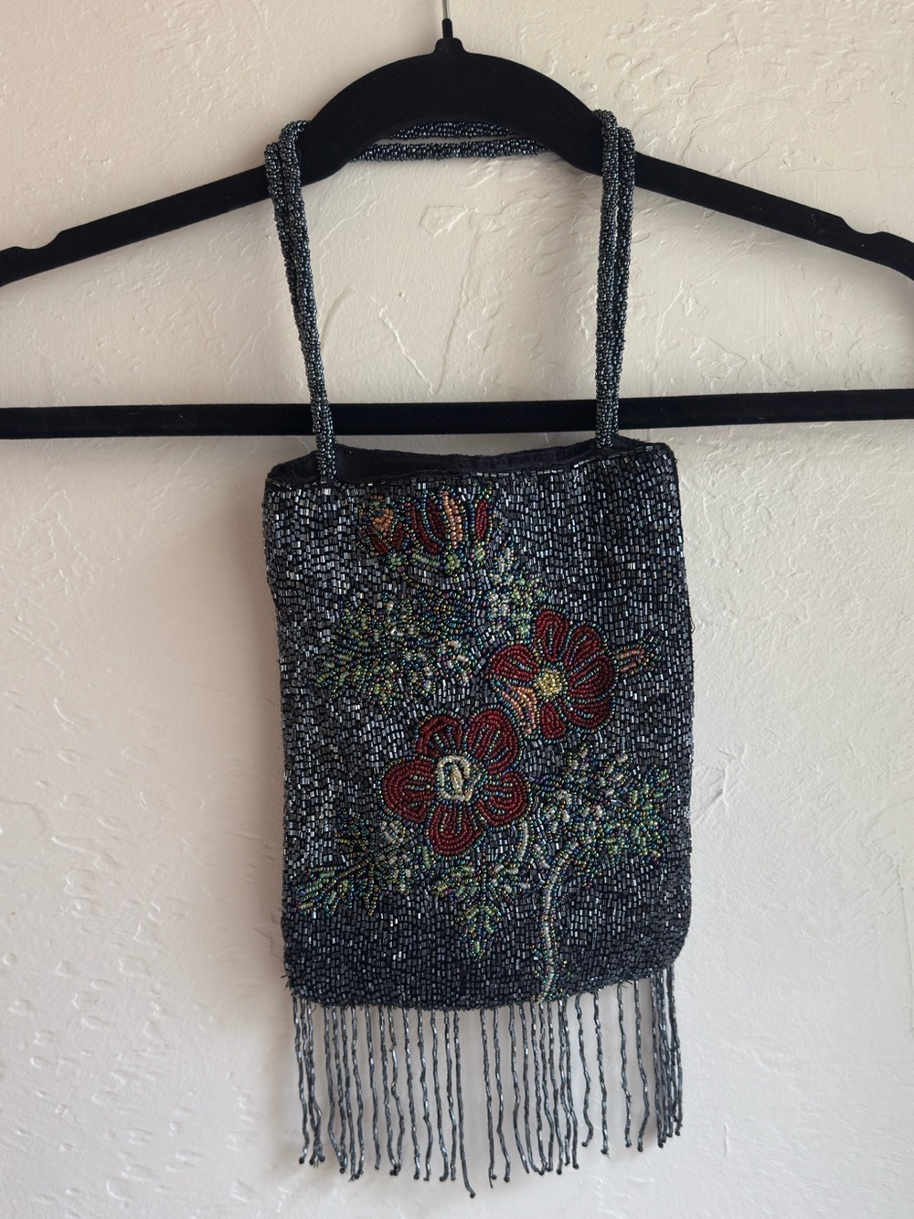Vintage - Avenue - Floral Beaded Evening Bag with Tassels